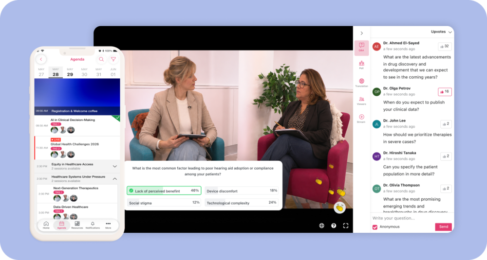 Webinar studio — live stream + Q&A panel